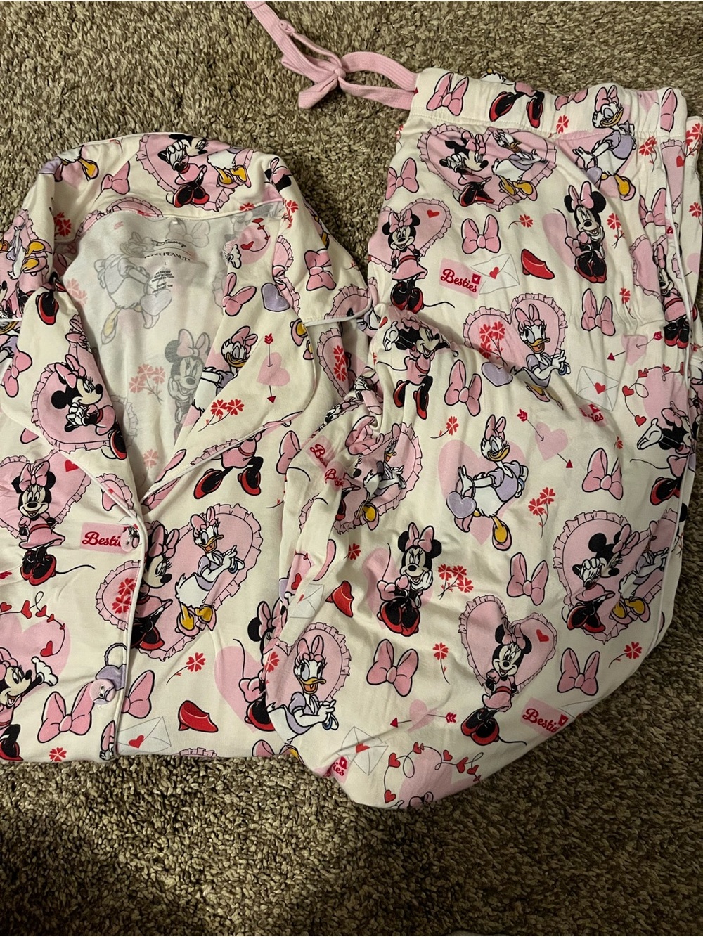 Posh Peanut Pink & White Minnie & Daisy Pajama Set